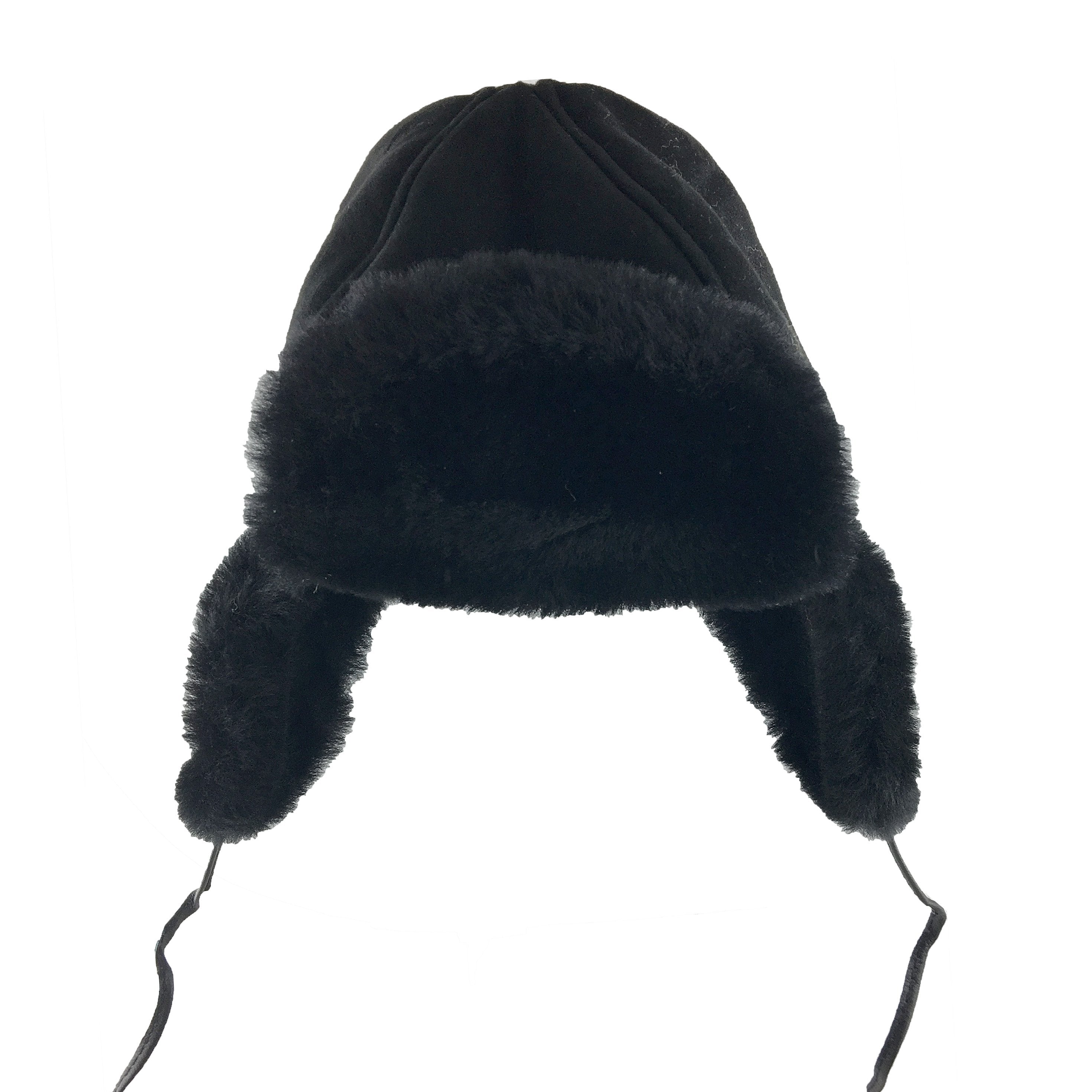 Real Sheepskin Lined Mountie Trapper Hat with Genuine Suede Exterior ...