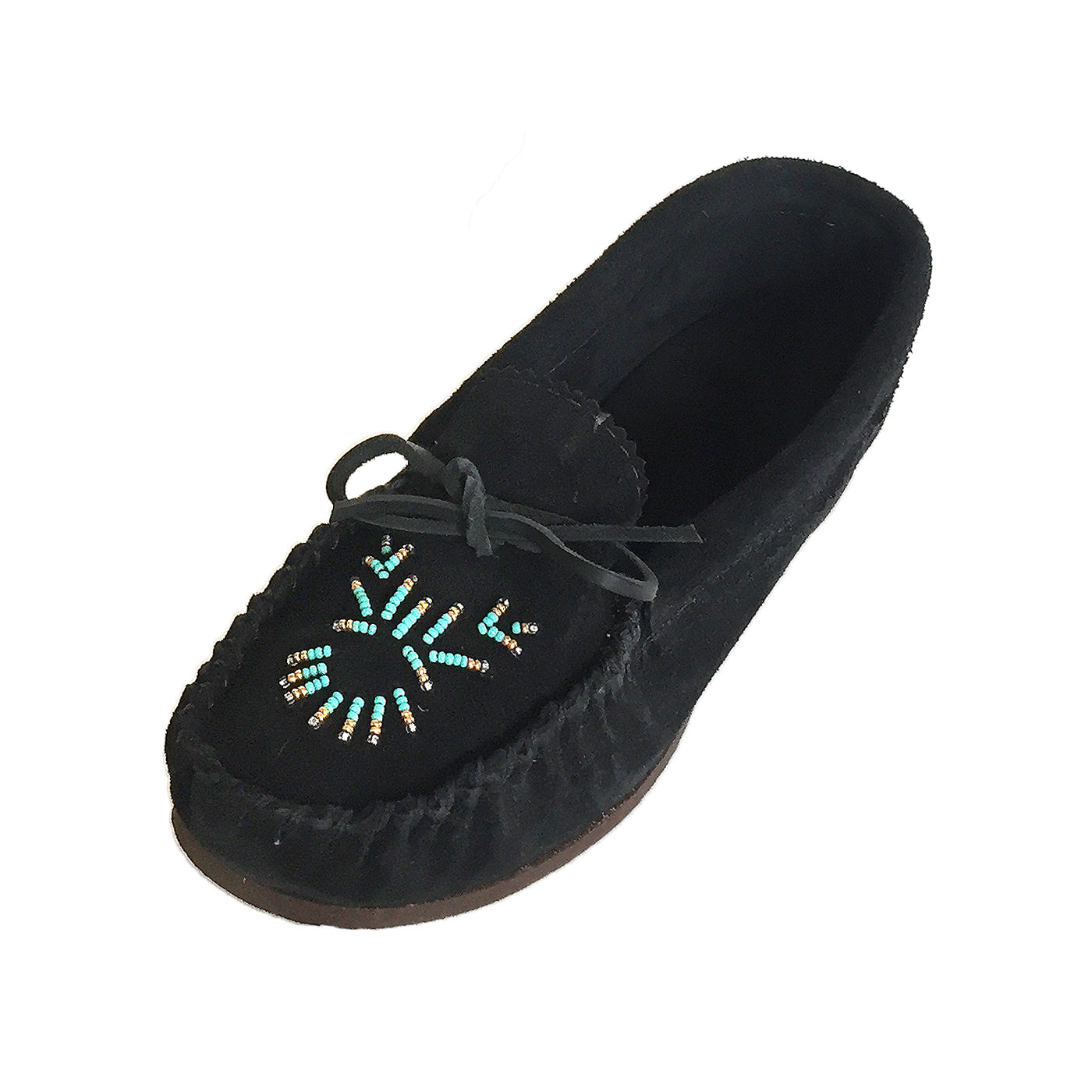 Rubber Sole Black Suede Moccasin Shoes 