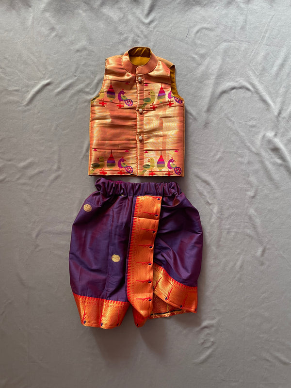 Red & Gold Cotton Blend Embroidered Dhoti Set For Girls Design by Saka  Designs at Pernia's Pop Up Shop 2024