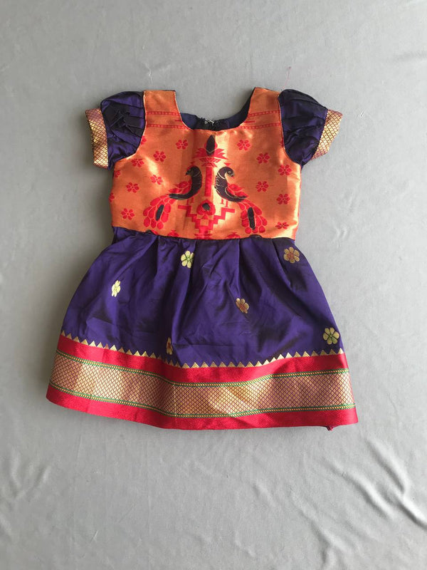 Paithani frock for new born for her naming ceremony. | Instagram