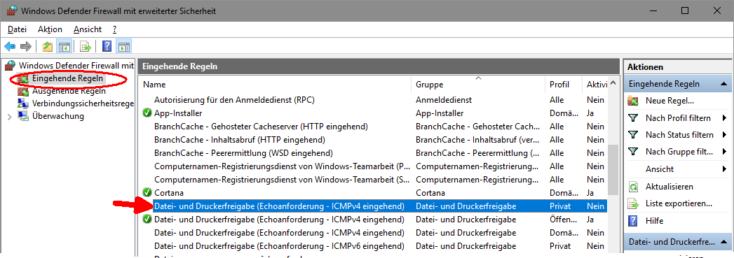 Allowing Ping Through Windows Firewall