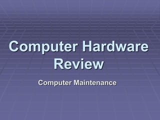 Computer Hardware Review In Operating System