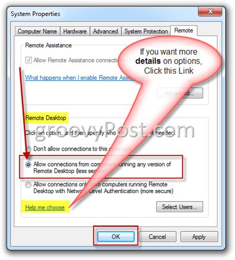 How Allow Remote Desktop Connection Windows 7