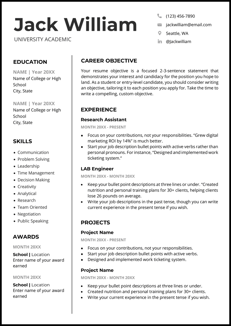 How Resume Template Microsoft Word