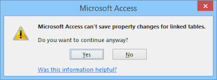 Microsoft Access Can’t Save Property Changes For Linked Tables