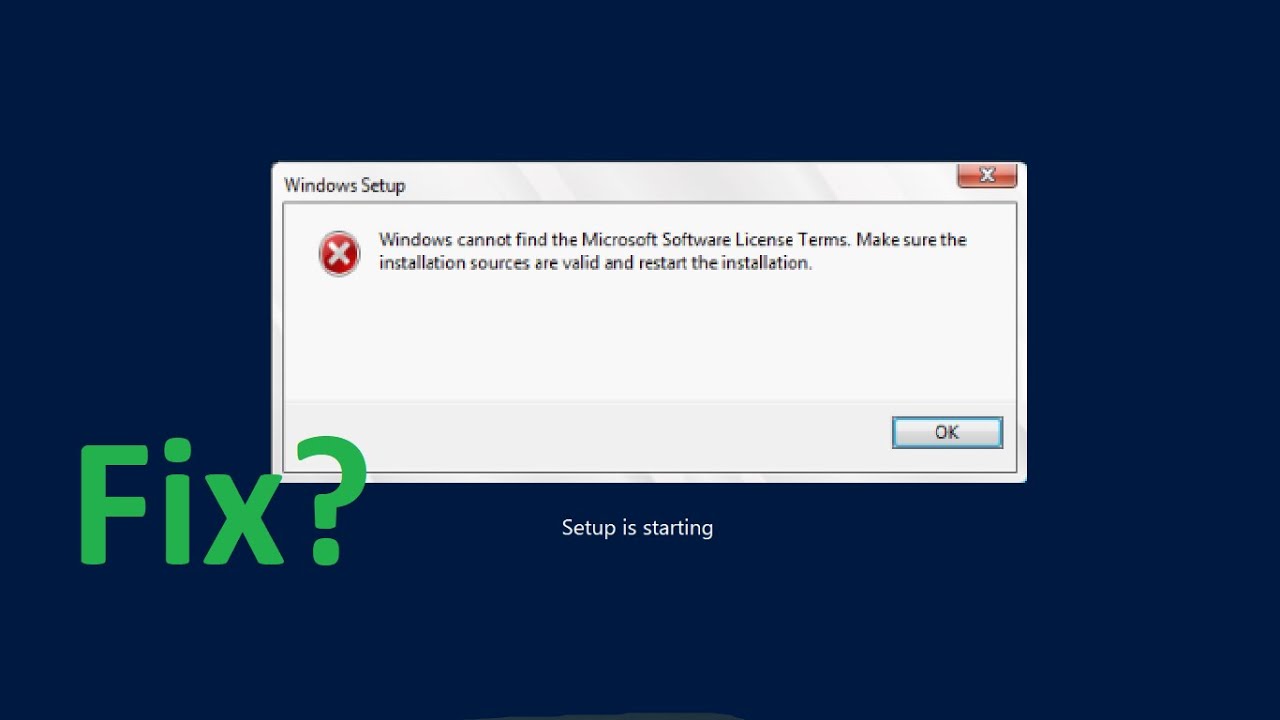 Windows Cannot Find The Software License Terms