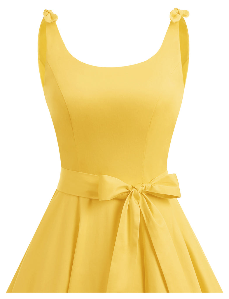 Women's 1950s Fashion Swing Dresses A-line Bowknot Simple Classic Vintage Dress BB007 | Gardenwed