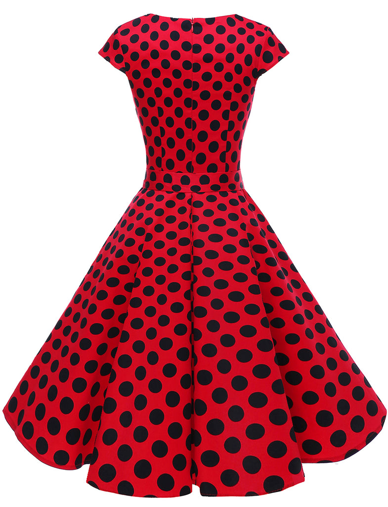 Polka Dot A-line Audrey Hepburn 1950s Women's Fashion Vintage Dress ...