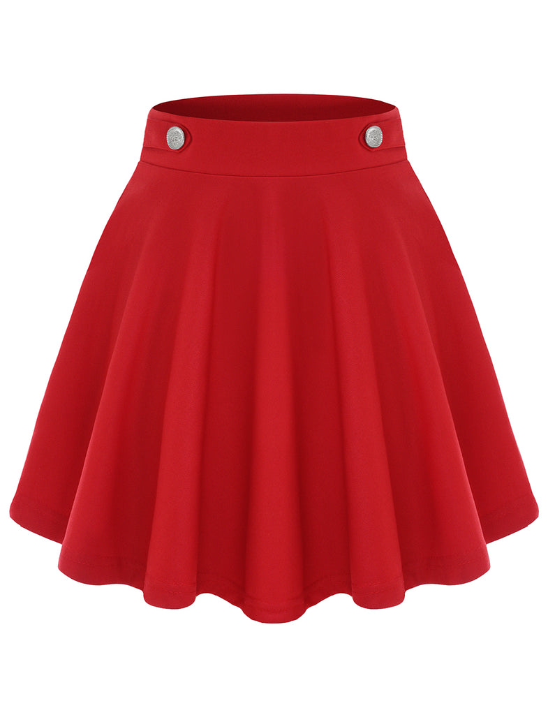 Women's Basic Solid Flared Stretchy Plus Size Mini Skirts | Gardenwed
