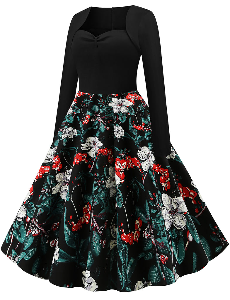 Vintage Sweatheart Neckline Long Sleeve Little Black Dress | Gardenwed