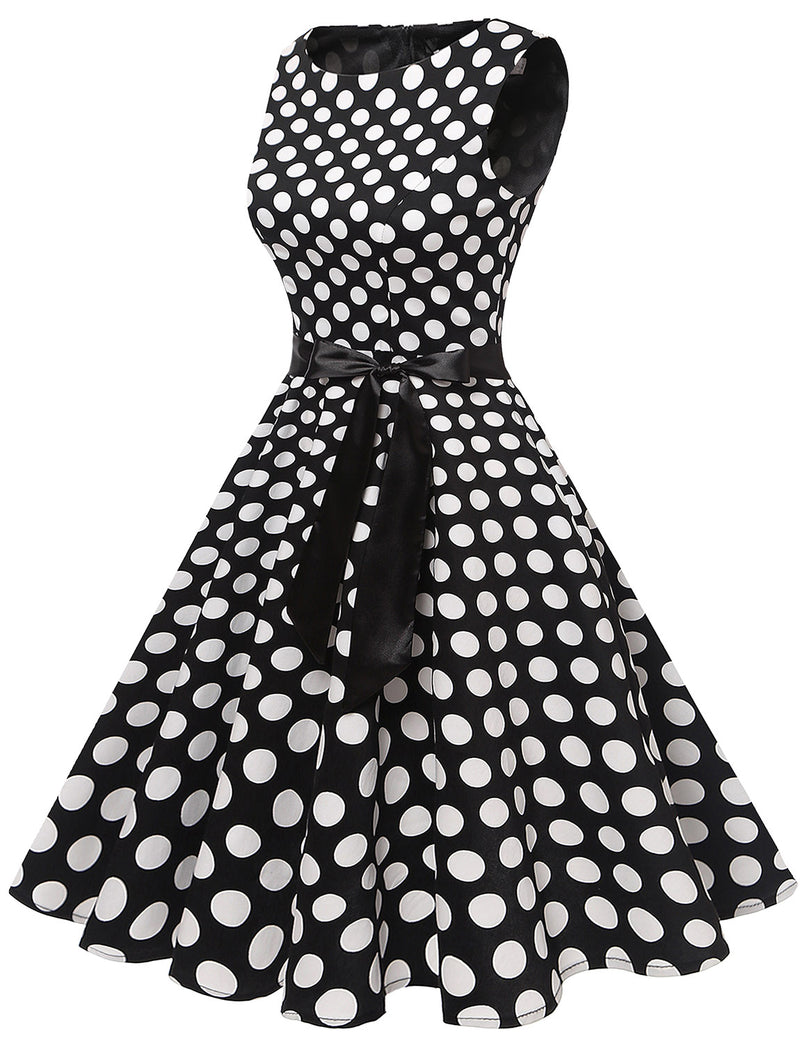 Classic White Polka Dot Audrey Hepburn Vintage Dresses Party Dress |  Gardenwed