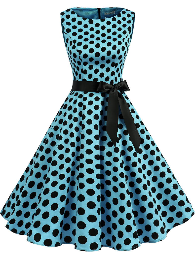 Audrey Hepburn Black Polka Dot Retro Style Classic Vintage Dress | Gardenwed