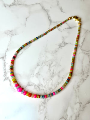 Neon Ethiopian Opal Disco Necklace 4 - Menagerie Boutique