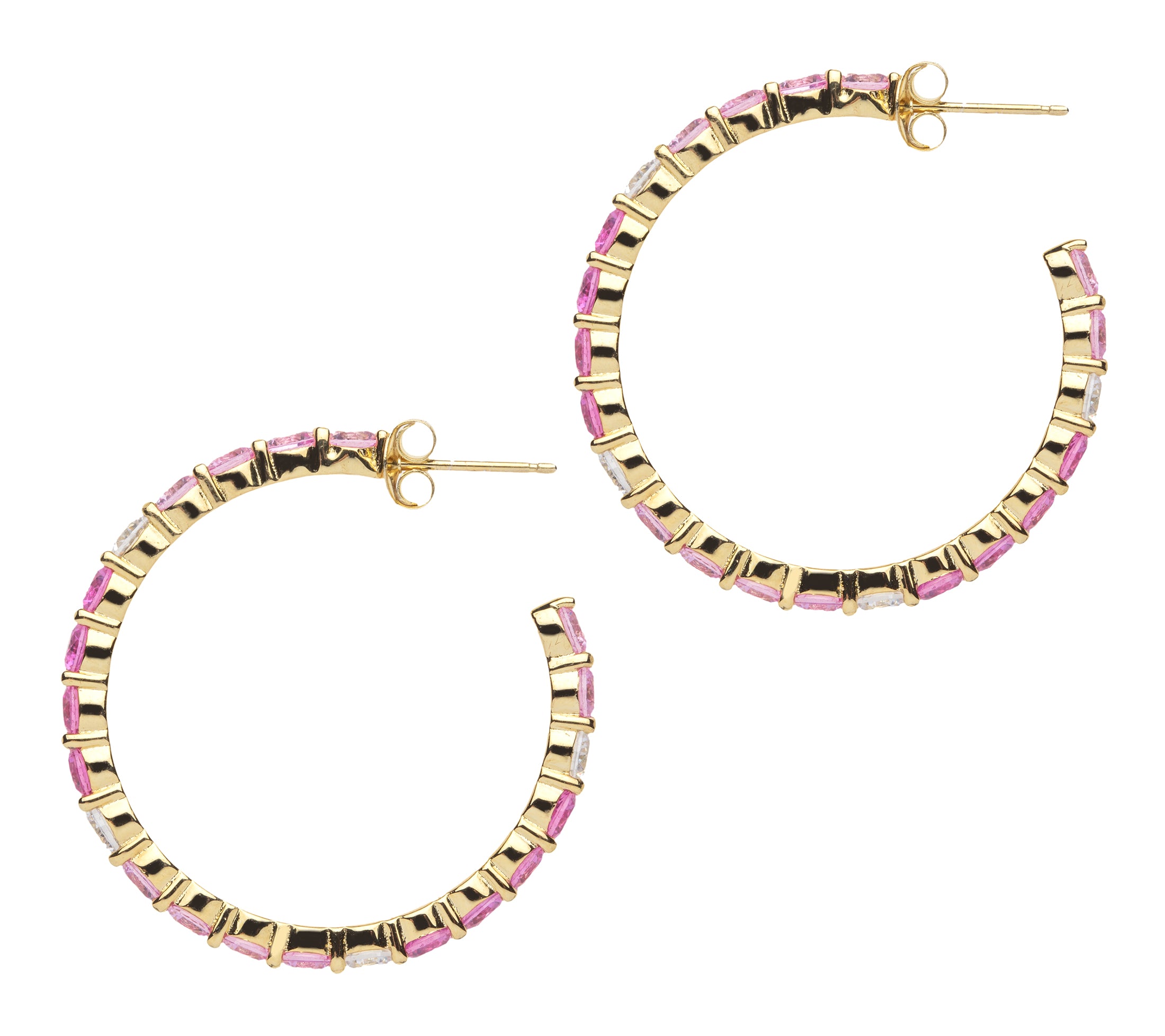 Pink and White Sapphire Hoop Earrings – Menagerie Boutique