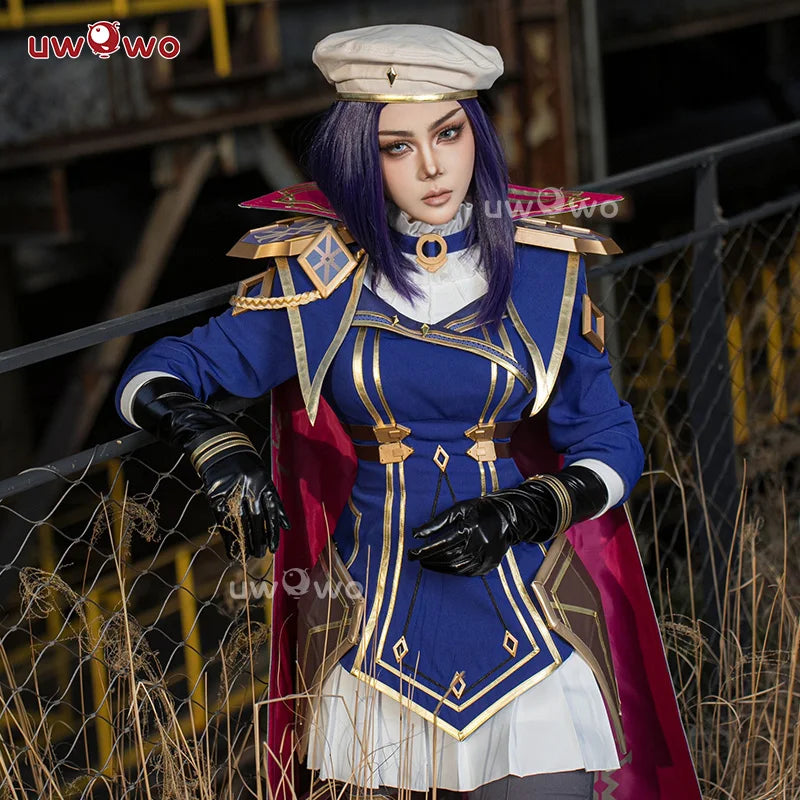 IN STOCK UWOWO Caitlyn Cosplay Game LOL Caitlyn Arcane Commander Cosplay Costume With Cloak Hat Prop Halloween Costume