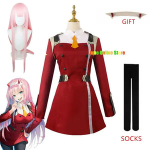 02 Cosplay Costume Game DARLING DARLING in the FRANXX Zero Two Cosplay Costume Dress Women Cosplay Sexy Dress Headband wig shoes - CosCouture