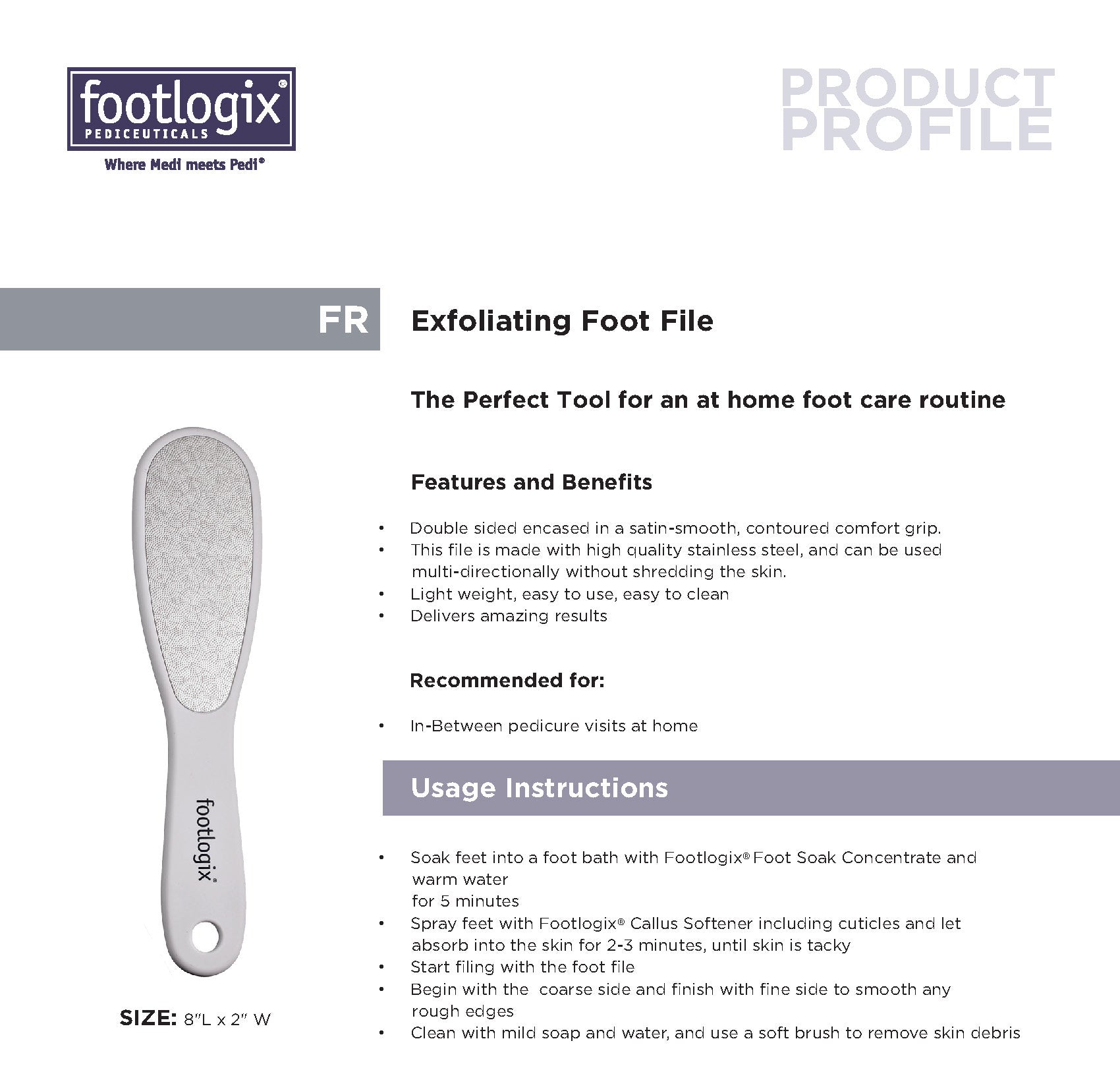 Footlogix Double Sided File with Rubberized Handle