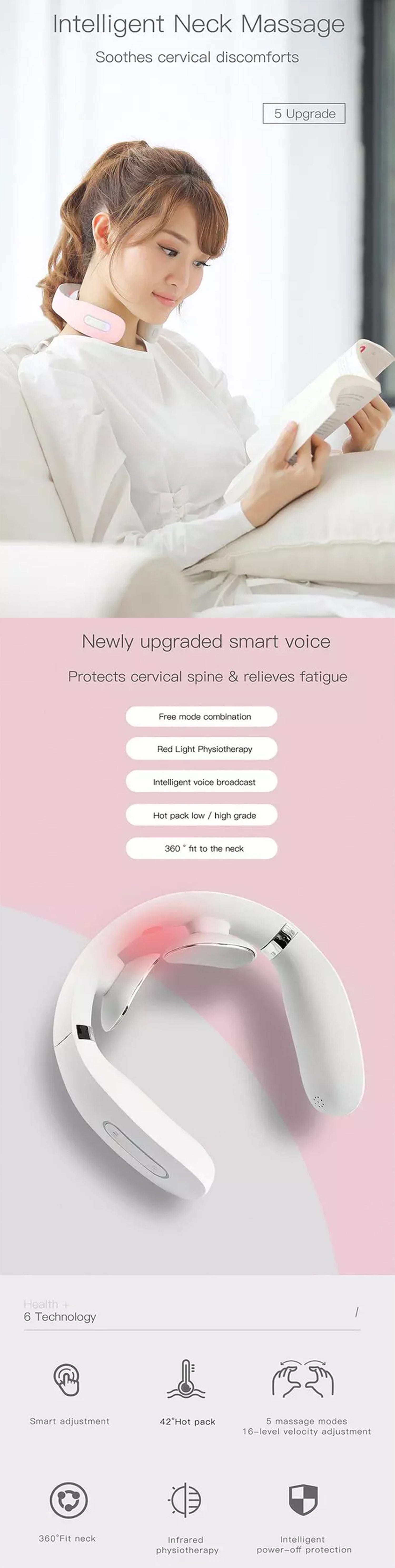 Neck Massager and Electric Pulse Back - Neck Pain - Relaxing neck - Free Massage - Far Infrared Heating Pain Relief - Health Care Relaxation