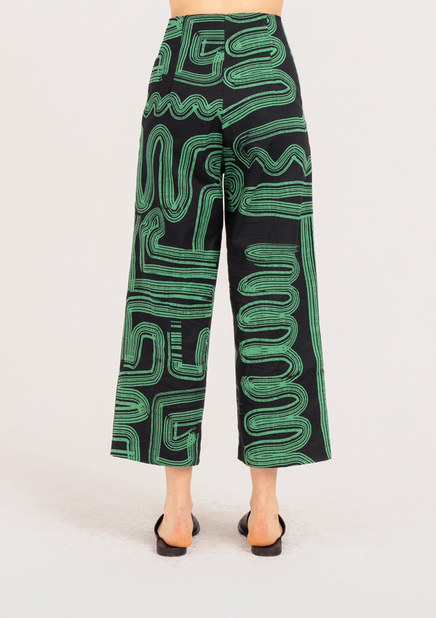 Shiloh Pant | BEL KAZAN | Green Zen Printed Cotton Pant Handmade in Bali