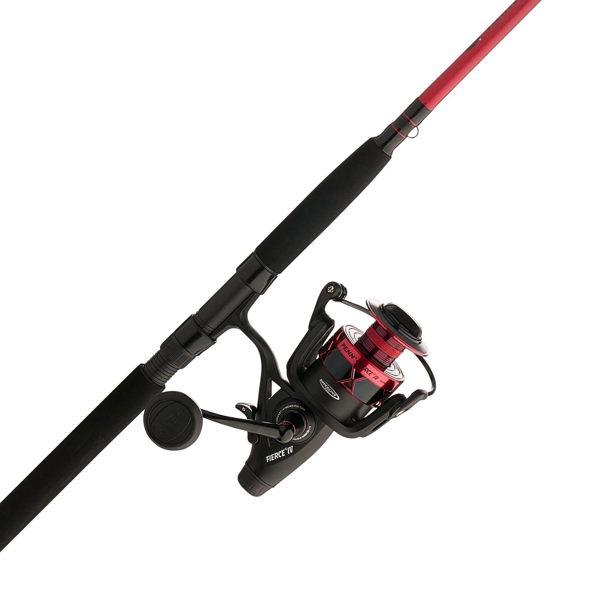  PENN Prevail II 7' Inshore Spinning Rod; 1-Piece Fishing Rod,  10-17lb Line Rating, Medium Rod Power, Extra Fast Action, 1/4-1 oz. Lure  Rating, Black, Red : Sports & Outdoors