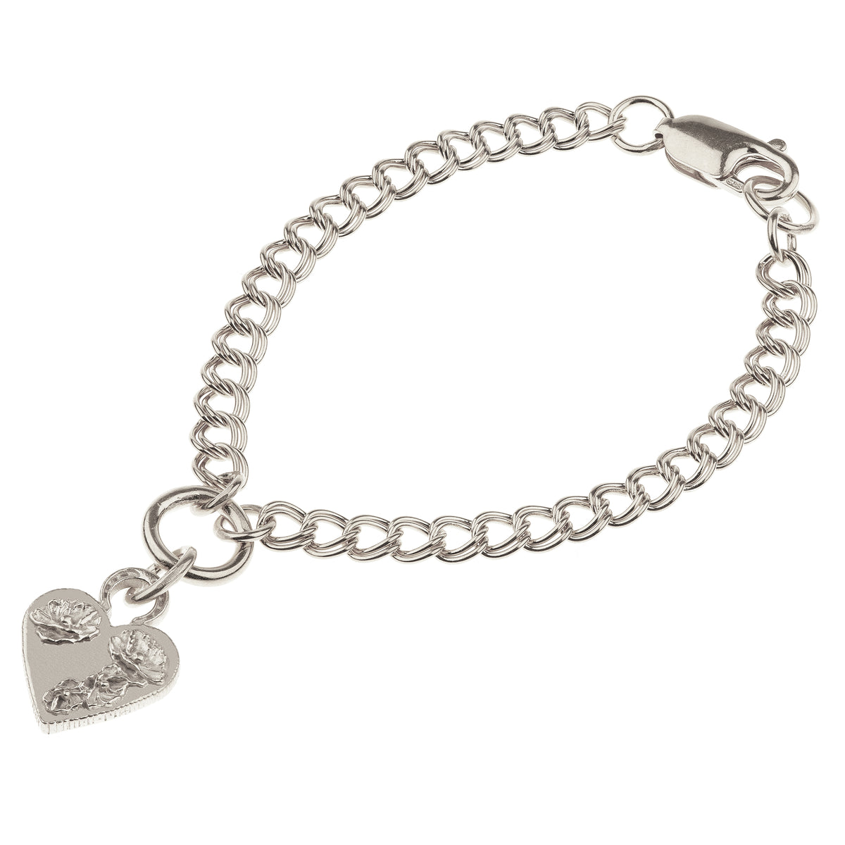 FLOWER HEART BRACELET ON DOUBLE CURB CHAIN – Mikaela Lyons Jewellery