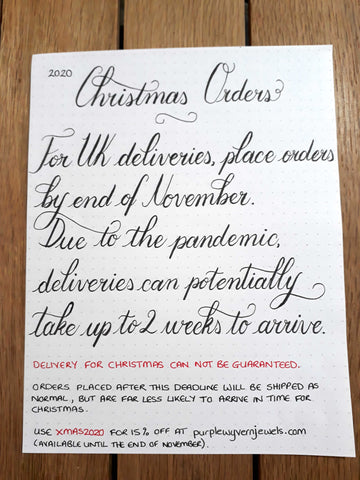 2020 Christmas delivery information