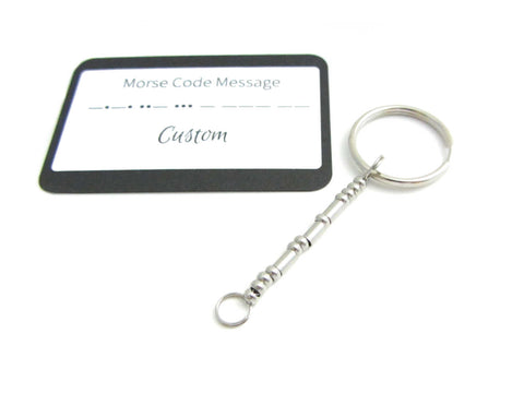 'Sarah' Name Morse Code Keyring With Custom Morse Code Message Card