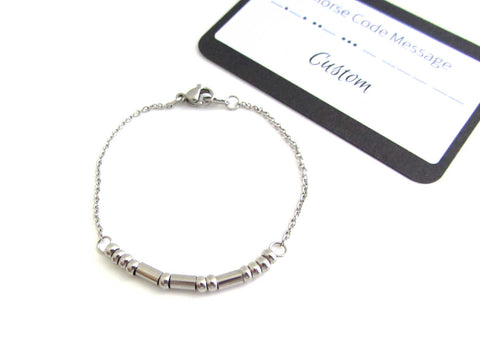 'Sarah' Name Morse Code Bracelet With Custom Morse Code Message Card