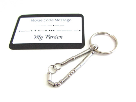 'My Person' Morse Code Keyring With Morse Code Message Card