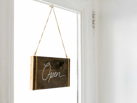 open sign on small business door