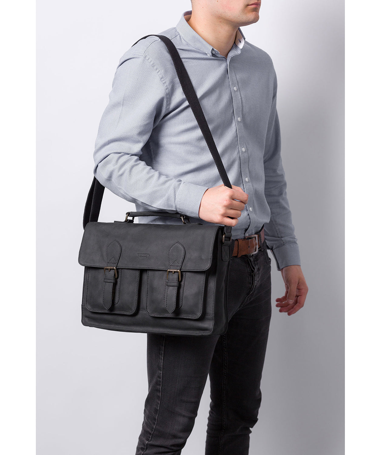 Conkca London Leather Workbag Black - Pinter | Vintage Black Leather ...