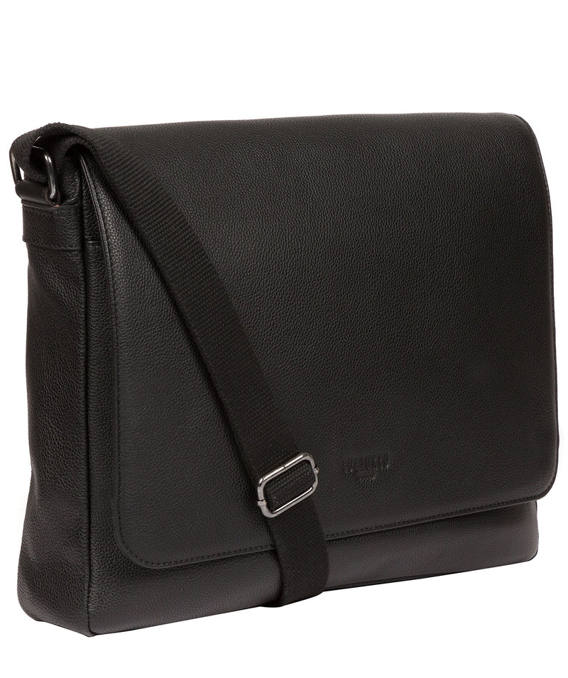 Cultured London Leather Messenger Bag Black - Rory | Black Leather ...