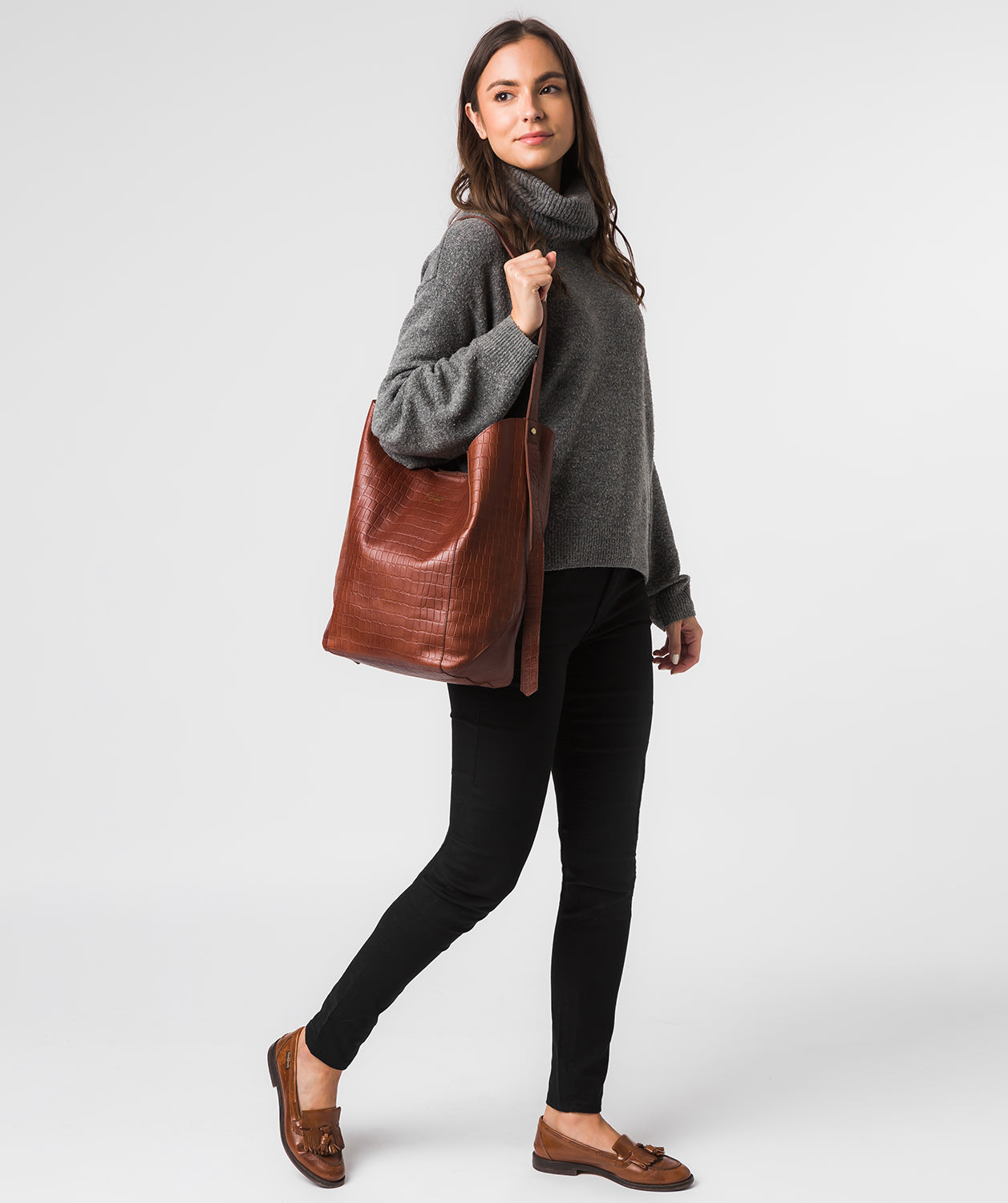 Chestnut Leather Shoulder Bag 'Harrow' by Cultured London – Pure ...