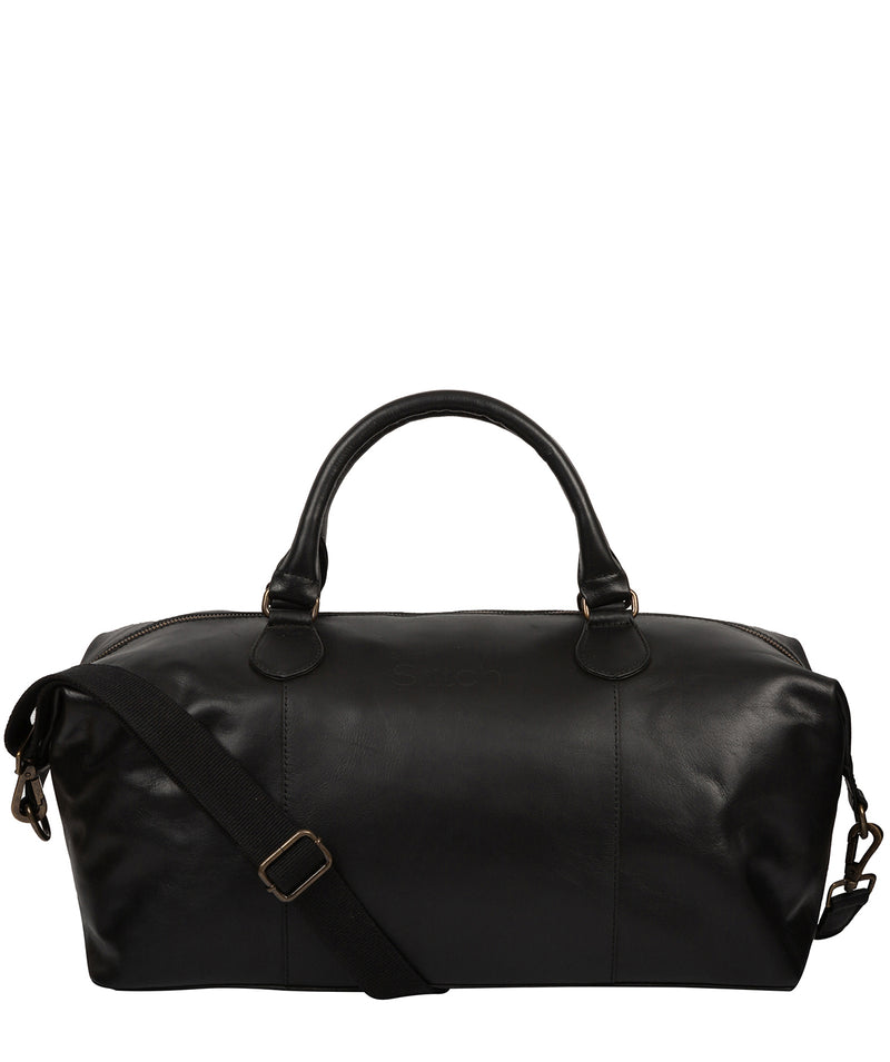 black leather holdall