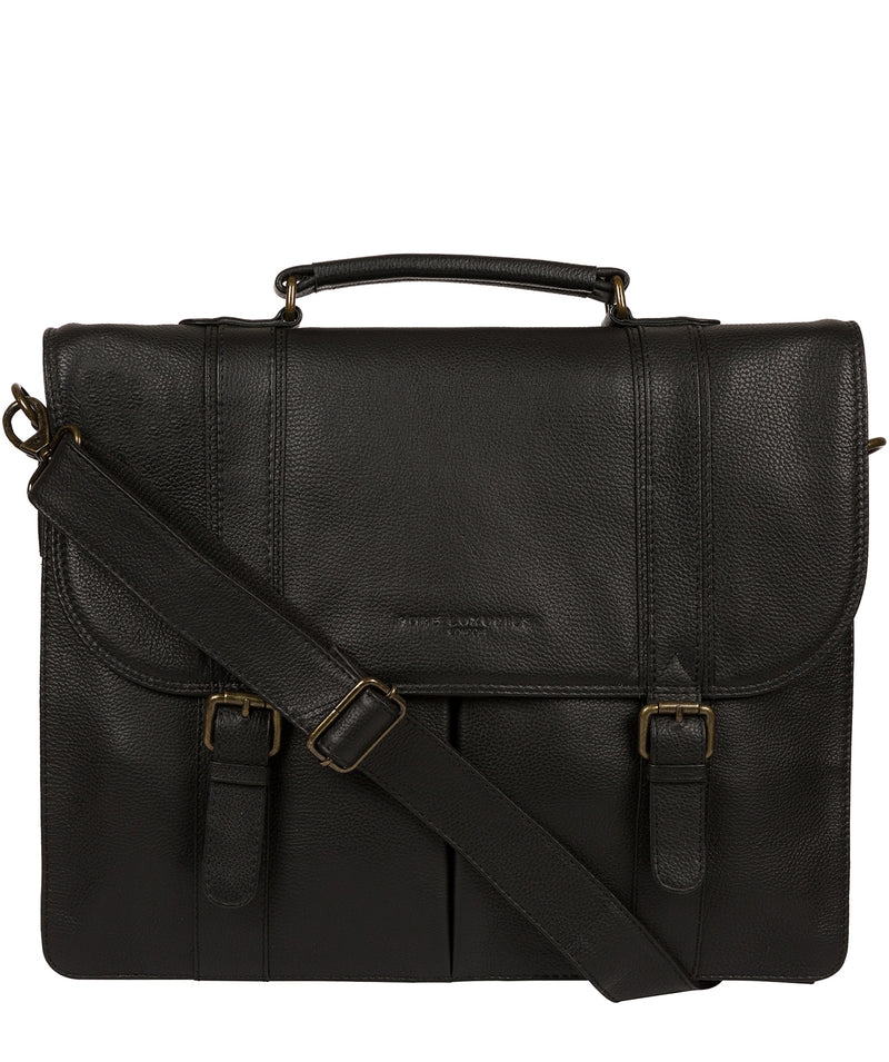 Black Leather Workbag 'Baxter' by Pure Luxuries – Pure Luxuries London