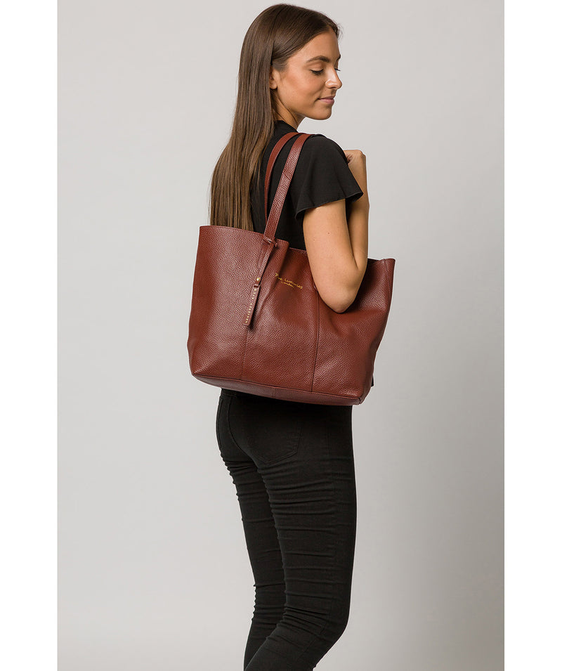 cognac leather tote bag