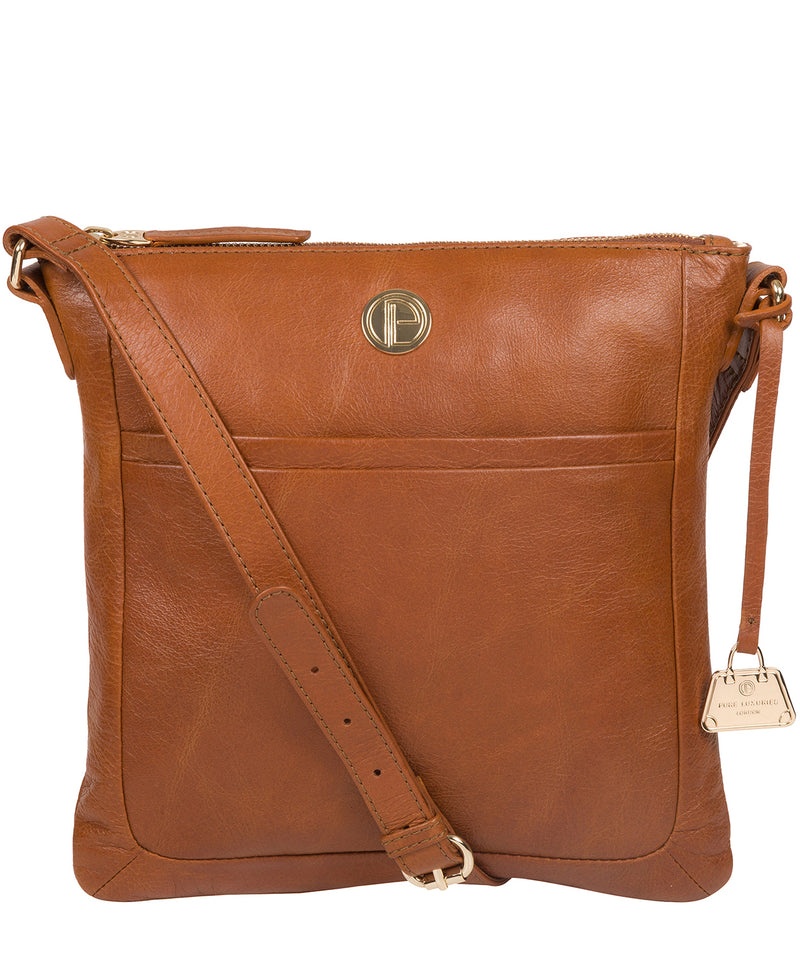 Tan Leather Crossbody Bag 'Lotus' by Pure Luxuries – Pure Luxuries London