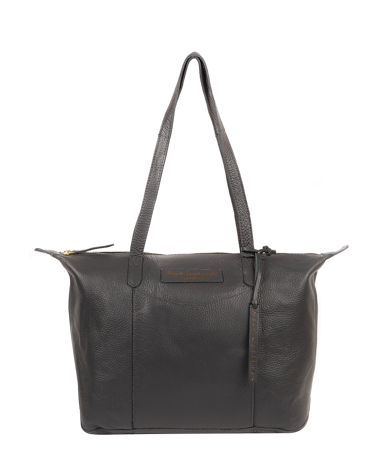 Grey Leather Tote Bag 'Oval' by Pure Luxuries – Pure Luxuries London