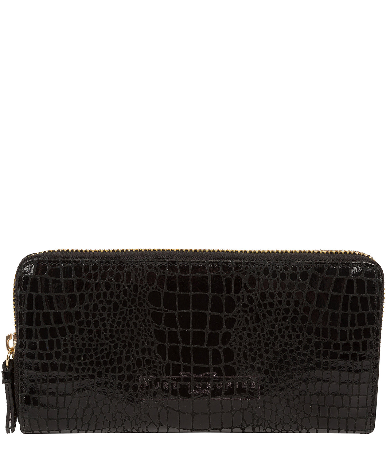 Black Leather Zip Round Purse 'Frieda' by Pure Luxuries – Pure Luxuries ...