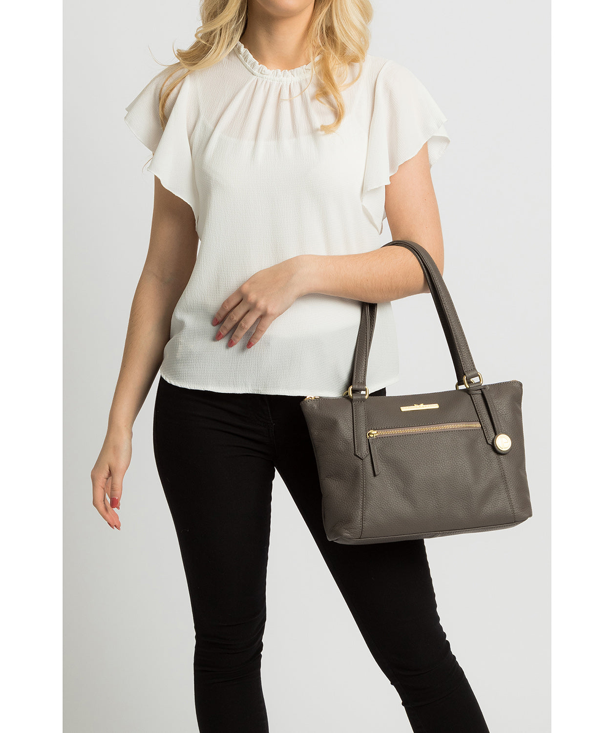 Grey Leather Handbag 'Laurel' by Pure Luxuries – Pure Luxuries London