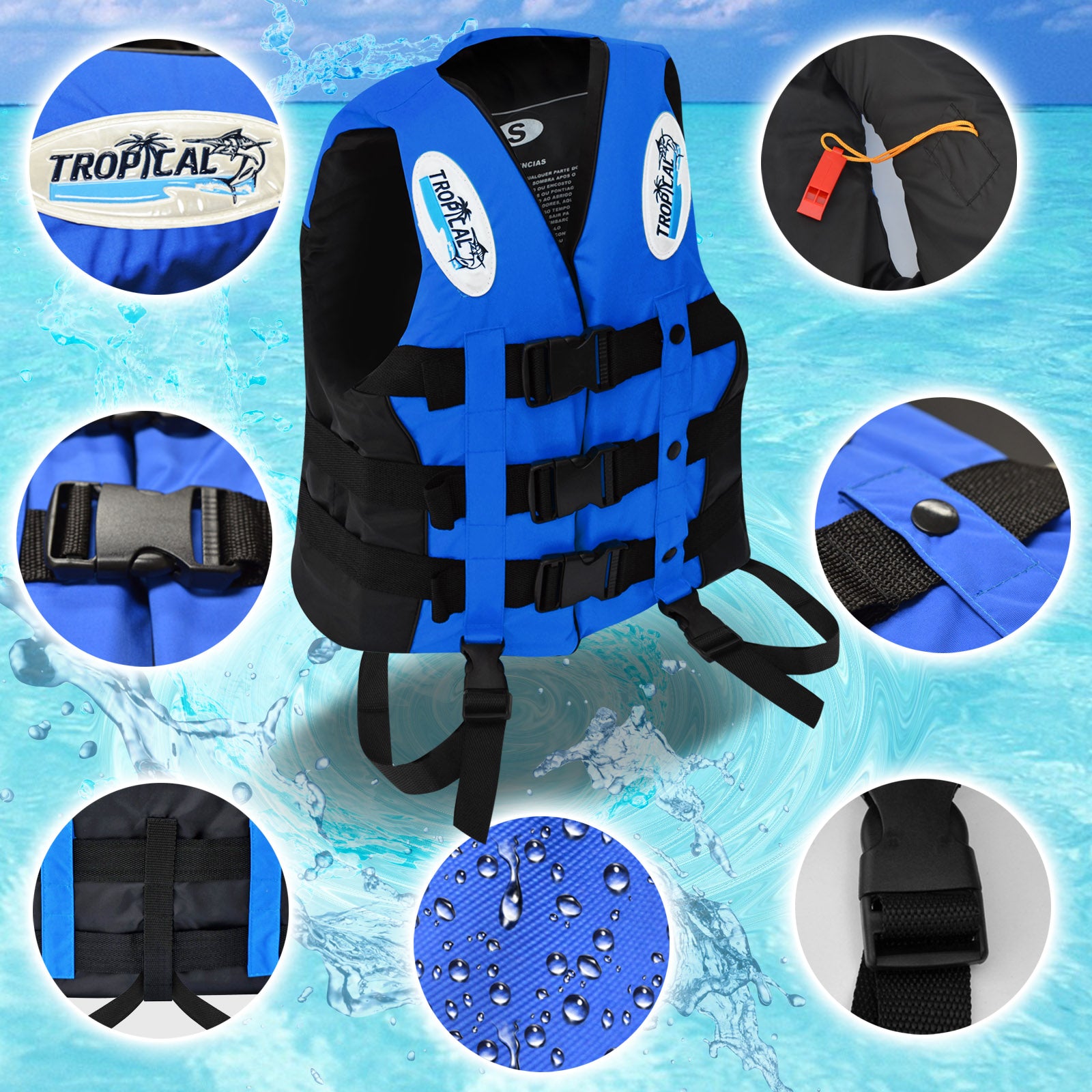Swimming Boating Safety Buoyancy Aid Child Life Jacket with Whistle ...