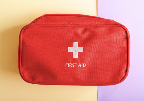 A first aid bag for storage.