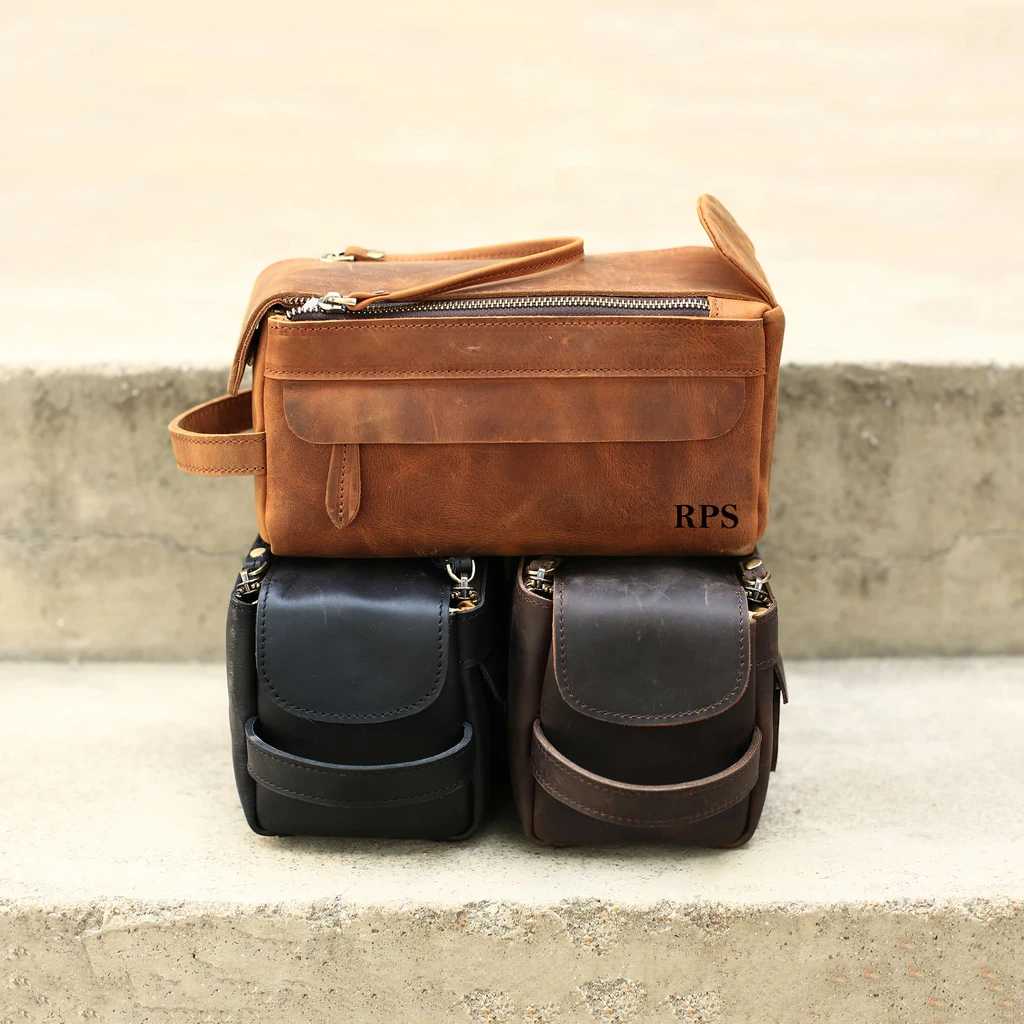 mens leather dopp kit monogram