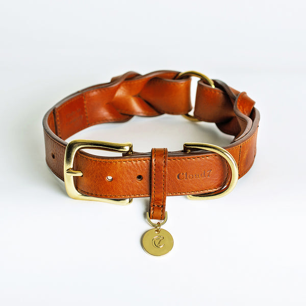 Elegant Leather Dog Collar - Cognac – Furri Tail