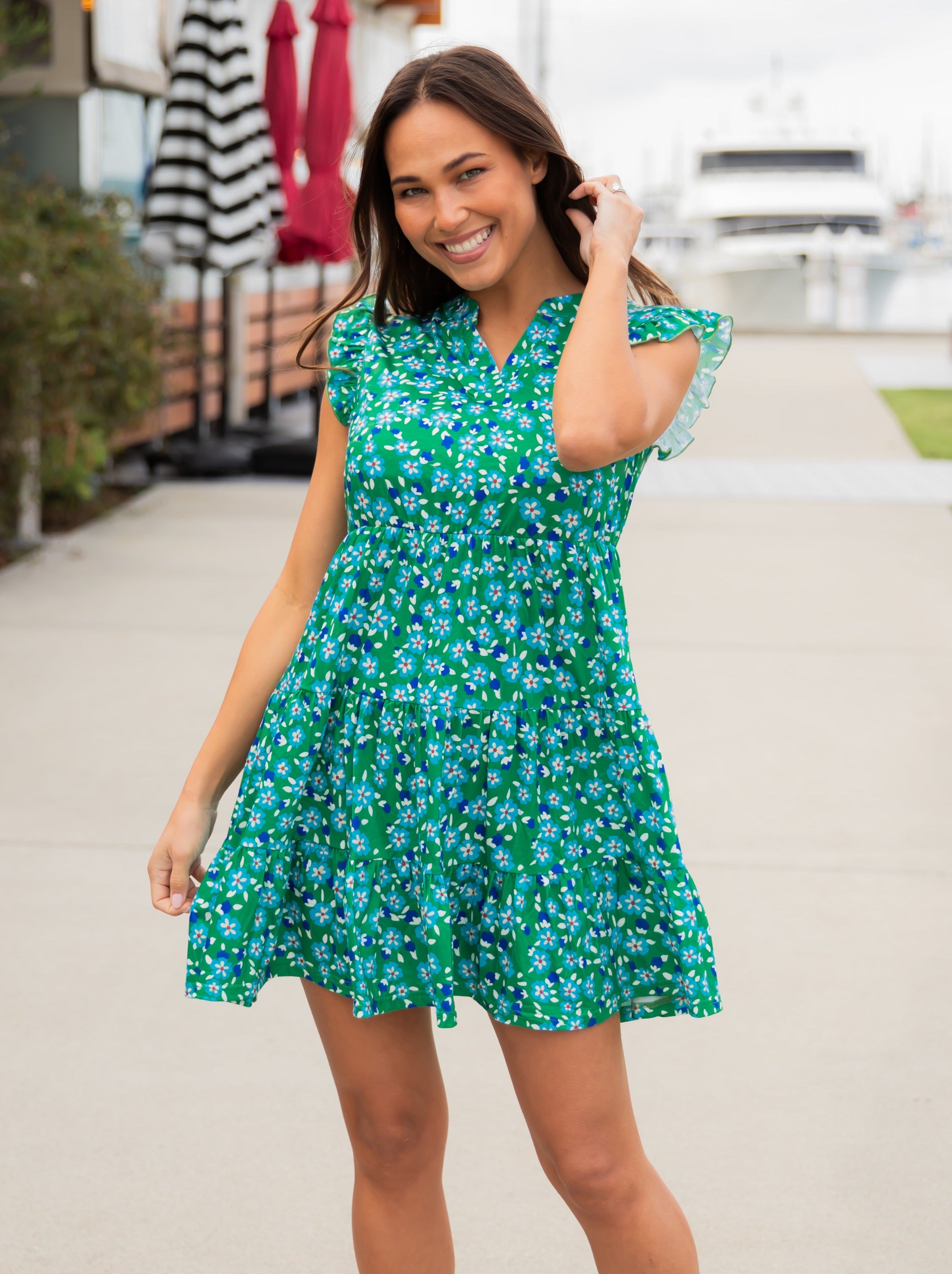 Floral V-neck Tiered Babydoll Dress
