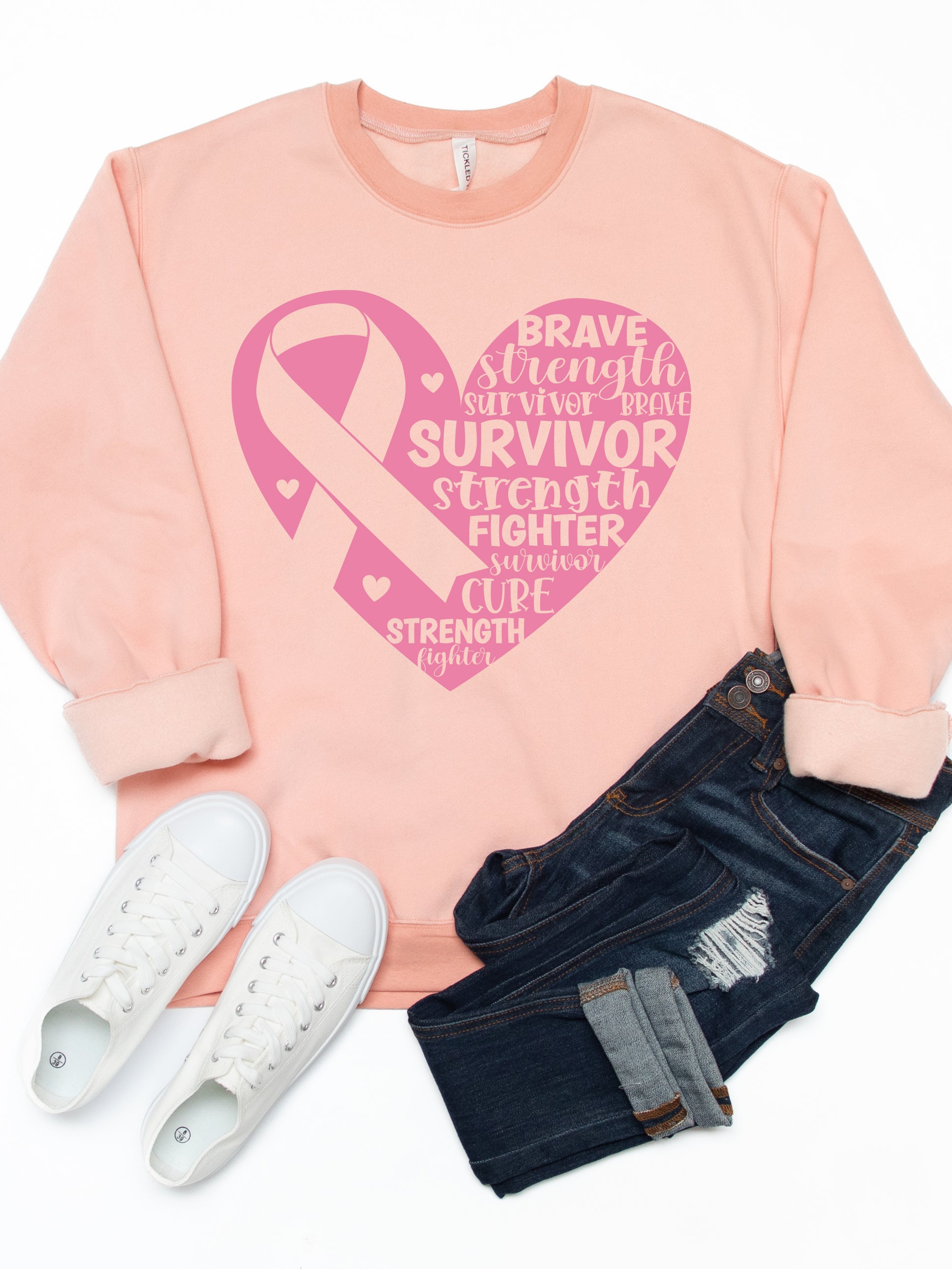 Survivor Heart Cancer Ribbon Graphic Sweatshirt