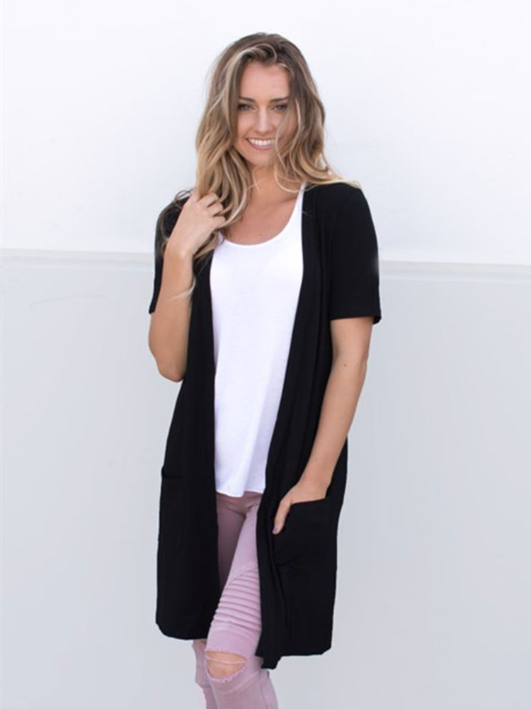 short sleeve black cardigan