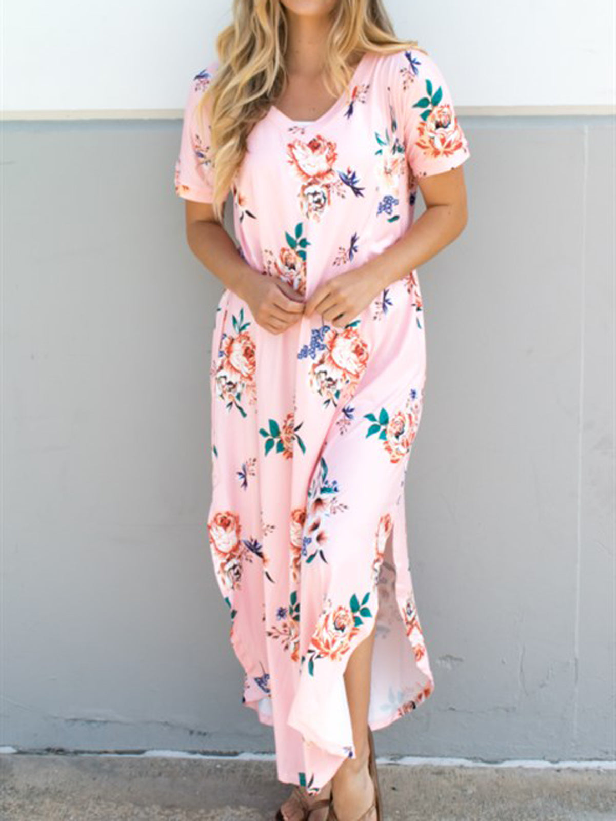 floral maxi dress pink