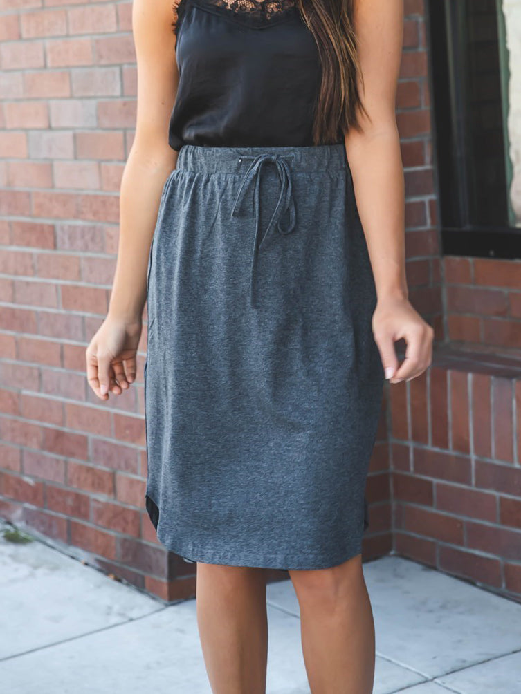 Solid Weekend Skirt - Charcoal