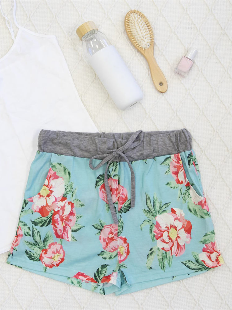 Floral Lounge Shorts - Mint